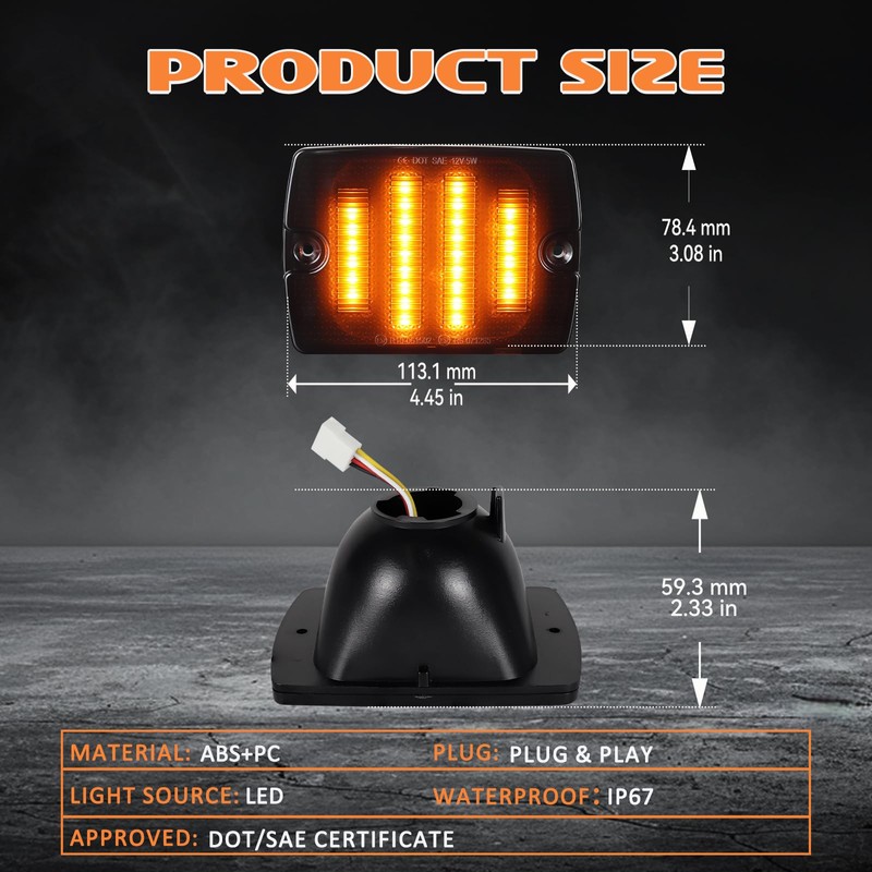 AreLokpri Amber Front Turn Signal Lights Compatible for 1987-1995 Wrangler