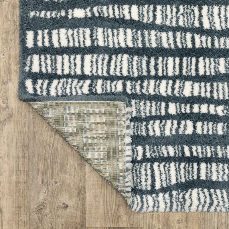 Homeroots 8' Teal And Ivory Striped Runner Rug