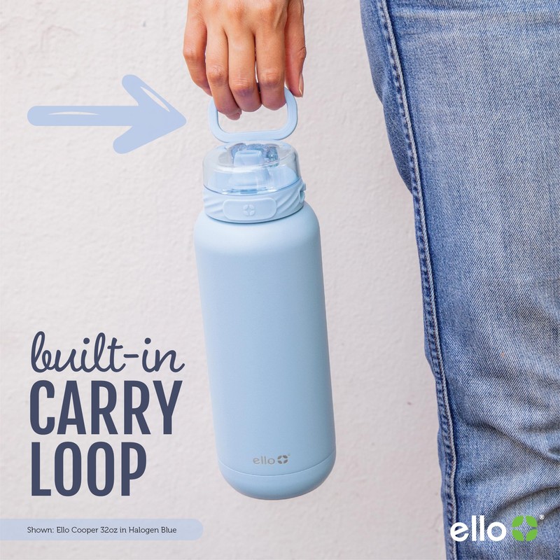 Ello Cooper 40oz Stainless Steel Water Bottle with 2 Lids