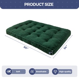 MAXYOYO 6" Futon Mattress Full Size, Thick Boucle Futons Sofa Couch Bed Sleeper Sofa Bed Floor Mattress for Adults, Shredded Foam Filling (Frame Not Included), Green
