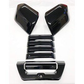 S SIZVER Ultra Finish Glossy-Black Series Combo Mirror+Handle+Tailgate Compatible with 2015-2017 Ford F-150