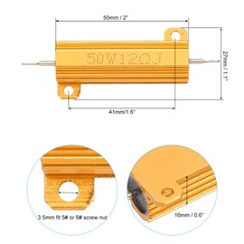 PATIKIL 50W 12 Ohm Aluminum Shell Resistor 2 Pack Aluminum Housing Resistor Housing Case Winding Resistor Screw Tap Power Resistor 5% Tolerance Gold