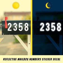 White Mailbox Numbers Reflective - 5 Sets Mailbox Numbers Sticker for Outside Vinyl Waterproof Number Decal, 3 inch Self Adhesive Address Numbers for Door, Business, Address Number (0-9)