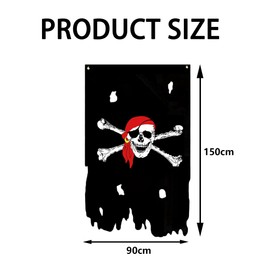 Gwezmxs‌ Piratenflagge Outdoor, Piratenfahne mit Totenkopf Roten Kopftuchs für Piratenpartys/Gartendekoratio, Pirate Flag, 90x150cm