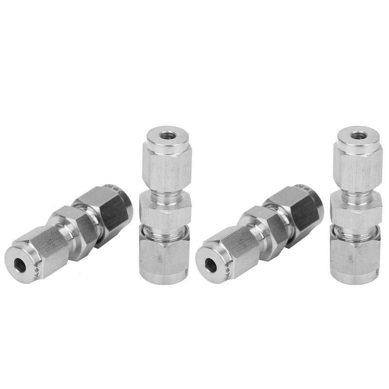 4Pcs Compression Tube Fitting Stainless Steel DoubleFerrule Converter Adapter(Ф4/Ф6 )