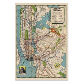 Printing Pira Poster New York Subway Maps - Classic Design Reproduction (11x17)