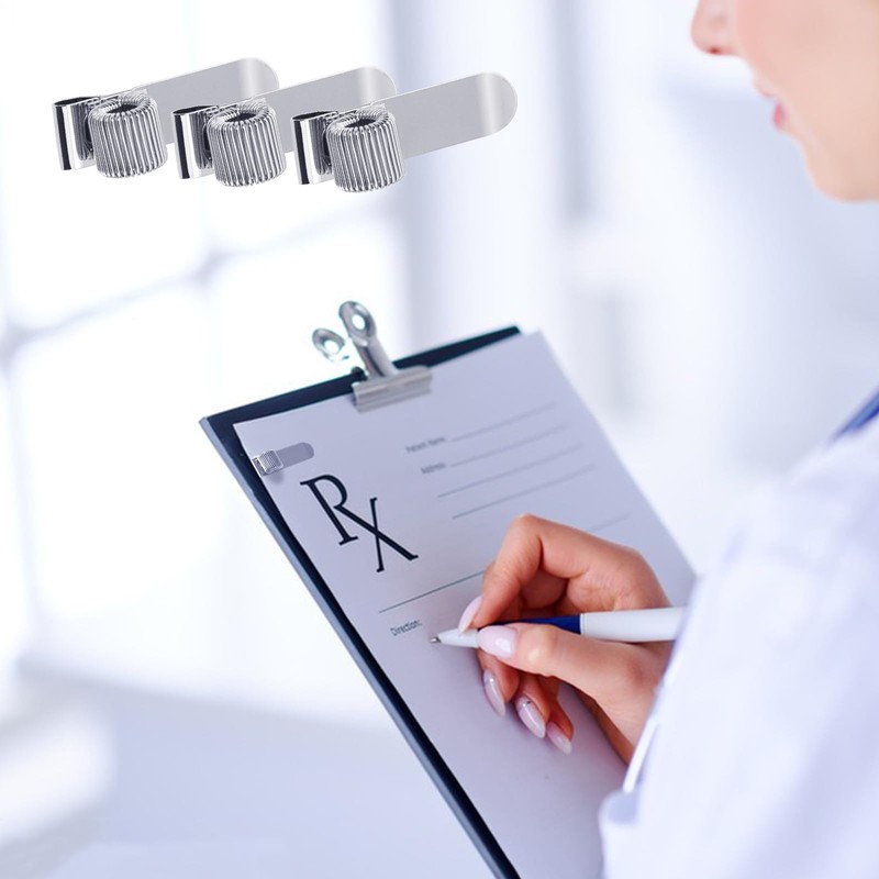 Quacc 3 PCS Metal Pen Holder Adjustable Single Spring Loop