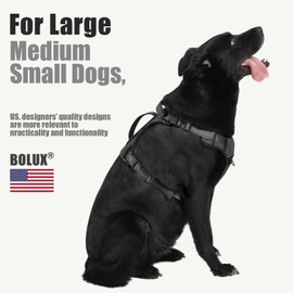 Bolux Tactical Dog Harness for Large Dogs,No Pull Adjustable Pet Dog Harness，Reflective K9 Working Training Easy Control Pet Vest Military Service Dog Harnesses (Black, Small (Pack of 1))