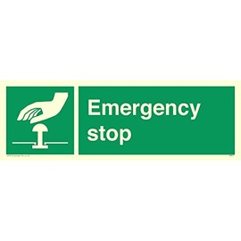 Viking Signs SM410-L31-PV"Emergency Stop" Sign, Photoluminescent Sticker, 100 mm H x 300 mm W