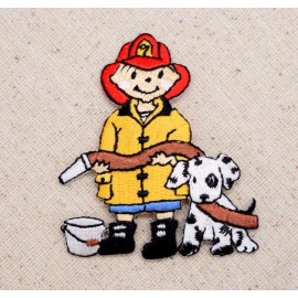 Wholesale Applique Fireman/Boy - Fire Hose/Hat Dalmatian Puppy Dog - Embroidered Iron on Patch