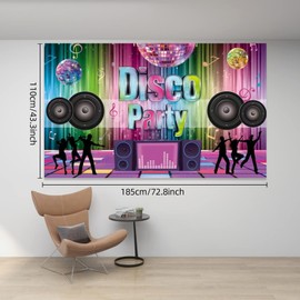 RVSWIHFA Disco Party Decorations Supplies, Large Fabric 70s 80s 90s Disco Fever Dancers Backdrop for Disco Theme Party, Vintage Let's Glow Crazy Shining Neon Night