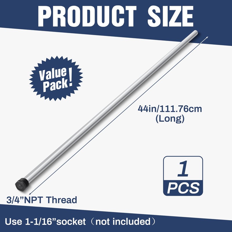 Tandefio 1 Pcs Anode Rod for Hot Water Heater Aluminum