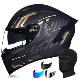 Motorcycle Helmet for Men Motorcycle Flip-Up Helmet Motorcycle Helmet with DOT/ECE Certification Full Face Helmet with Double Visor Scooter Moped Helmet Modular Helmet for Motorcycle Helmet