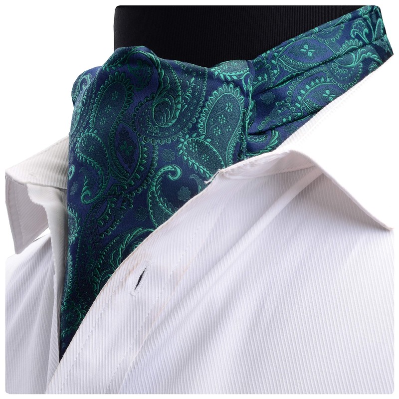 Gusleson Men's Green Cravat Self Tie Paisley Jacquard Woven Floral