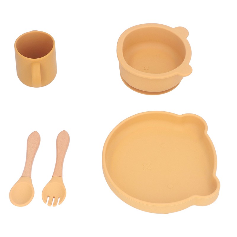 Baby Feeding Set Cute Bear Shape Soft Safe Silicone Toddler