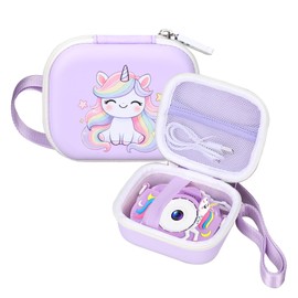 worfty Kids Camera Case Compatible with MAVOKIS/Envyvip/Seckton/KIZJORYA/Goopow Digital Video Camera Toys Camcorder Storage Holder Carrying - Purple Unicorn(Case Only)