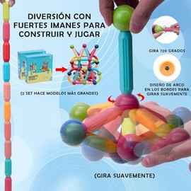 Juguetes Magnéticos,74 PCS Juguetes Magnética Construcción con Bolas y Varillas Magnéticas Bloques Magnéticos Juguetes Construccion 3D,Juego de Apilam