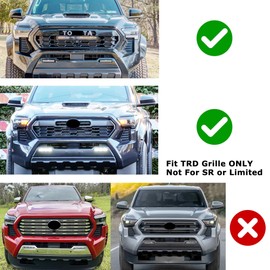 iJDMTOY 4pc Black-Out Smoked Lens Xenon White Full LED Front Grille Mesh Mount Marker Clearance Light Kit Compatible With 2024-up Toyota Tacoma TRD Sport, PRO, Off-Road or Pre-Runner