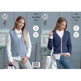 King Cole 4866 Knitting Pattern Womens Cardigan and Waistcoat in King Cole Baby Alpaca DK