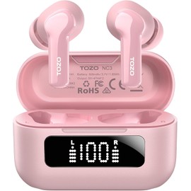 TOZO NC3 Hybrid Active Noise Cancelling Wireless Earbuds with 6 Mics AI Clear Call Ear Buds 55H Playtime with LED Display 32 Preset EQs via APP Bluetooth 5.3 IPX8 Waterproof in Ear Headphones