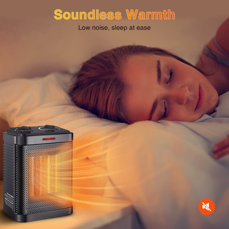 Space Heater for Indoor Use, 1500W PTC Ceramic Heater with
