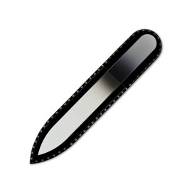 Mont Bleu Coloured Glass Nail File, in Black Velvet Case, Small and Handy Genuine, Tempered Glass, from the Czech Republic white black