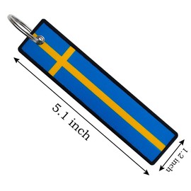 JAVD Sweden Flag Keychain Tag with Key Ring - Keys, Cars, Motorcycles, Backpacks, Luggage and Gifts - EDC (3 Pack)