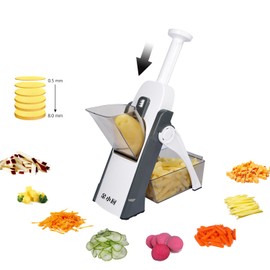 ShanSon Safe Mandoline Slicer,French Fry Cutter,Multifunctional Vegetable Chopper,Mandoline Potato Slicer with 25+ Presets & Thickness Adjuster, Chopping Artifact for Kitchen Meal Prep,Gray