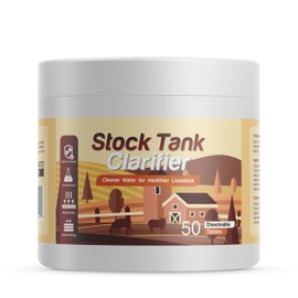 Stock Tank Clarifier - Improves Livestock Water by reducing buildup and Creating Healthier Water troughs. Safe for Horses, Cattle, Sheep, Goats & Chickens. (Tablet, 50, Count)