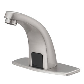 Greenspring Touchless Bathroom Sink Faucet, Battery or Plug-in Powered, Motion Sensor Activated Hands Free Basin Tap for Commercial with Control Box and Temperature Mixer, Brushed Nickel