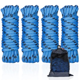 MARINE SYSTEM Double Braided Nylon Dock Lines Rope, 1/2 Inch x 15 FT Dock Line with 12 Inch Eyelet for Mooring Boats, Blue and Black (2 Pack)