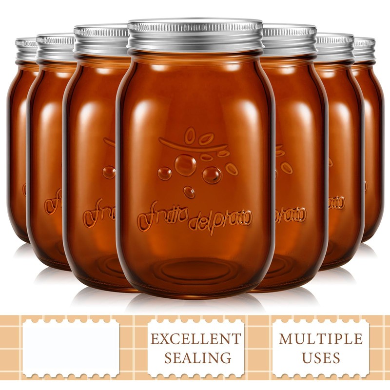 Tessco for you 12 Pcs Bulk Amber Mason Jars with