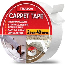 Carpet Binding Tape Double Sided - 2 In / 120 Ft (40 Yards) Tape Grippers for Hardwood Floors and Area Rugs - Strong Adhesive and Removable, Heavy Duty Stickers, Residue Free
