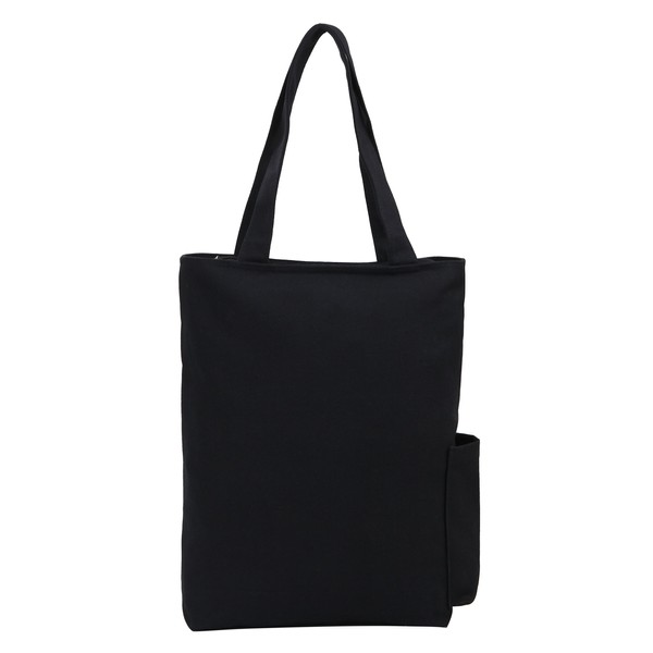 Mono Box bg-monotote Tote Bag, Plain Campus, Zipper Included, Compatible with A4, Black