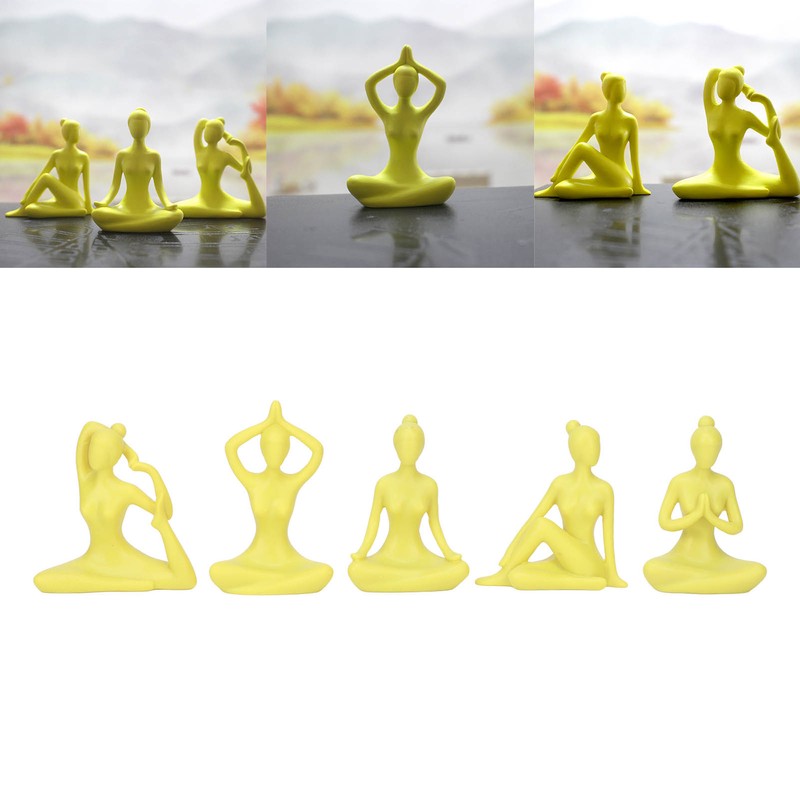5 Pcs Yoga Statue Simple Style Yellow Attractive Decorative Durable