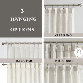 Central Park Pinch Pleated Sheer Curtain Panels 120 Inches Extra Long Linen Blend Farmhouse Rustic Crude Slub Yarn Window Drape for Living Room Bedroom, 40" Wx120 L, 2 Panels, Linen