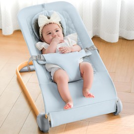 Fodoss Baby Bouncer, Portable Bouncer Seat for Babies, Portable Bedside Bassinet with Wheels-Blue