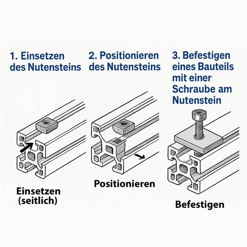 50x Nutensteine Nut 6 mit M5 Gewinde – kompatibel mit