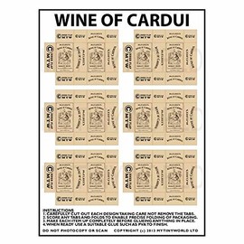 MyTinyWorld Dolls House Miniature Packaging Sheet of 6 Wine of Cardui