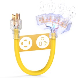 TOOLIOM 30 Amp Generator Adapter Cord Power Splitter, NEMA L14-30P to 4 x 5-15R/5-20R Household Plug, ETL Listed Generator Extension Cord 125/250V 7500W STW 10AWG/4C (1.5 FT)