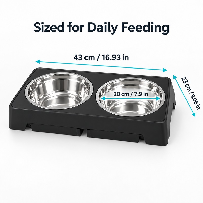 Adjustable Elevated Dog Feeder with Slow Feeder Bowl and Stainless