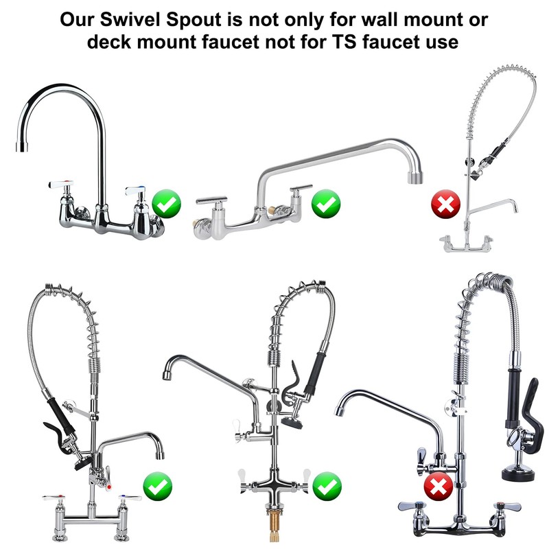 KWODE 6” Swivel Gooseneck Spout Replacement Kit for Commercial Kitchen