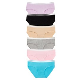 Nabtos Cotton Underwear Hipsters Sporty Panties for Women Breathable - Hipster Low Rise Ladies Teen Briefs, Breath Women's Hi-Cut Soft Stretch Underwear, Available in Multiple - Pack of 6 Pastel