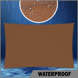 ShadeMart 14' x 14' Brwon Square Waterproof Sun Shade Sail UPF50 Canopy Awning, 95% UV Blockage & Water Resistant smTADS14, Outdoor Backyard Patio Garden Carport - We Make Custom Size