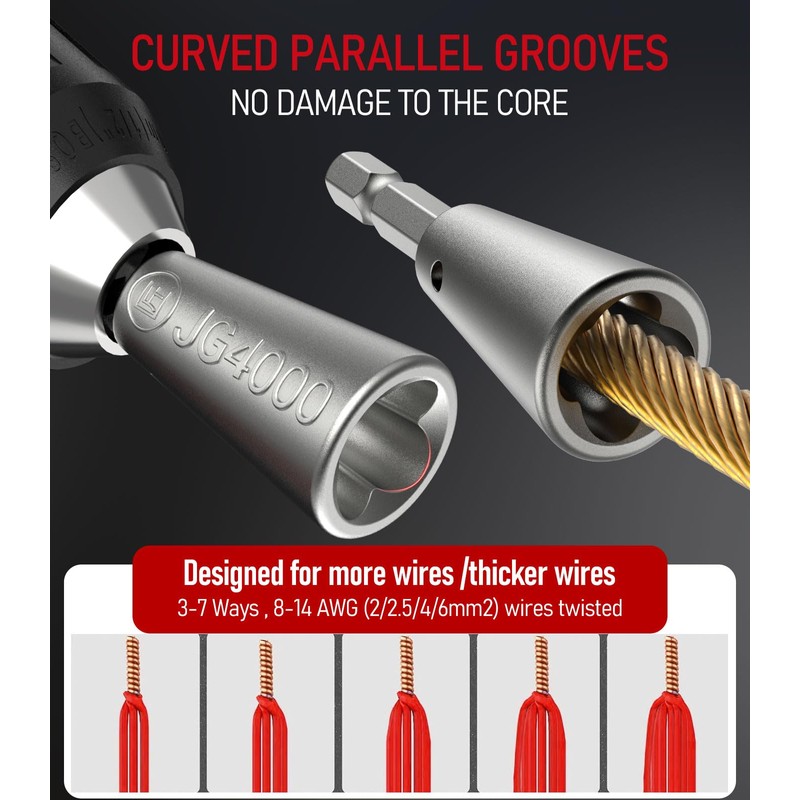 Katerk Upgraded 3pc Fast Wire Twister Tool for Drill, Electrical