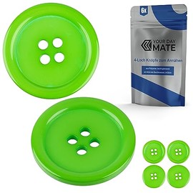 Clothing Buttons, 6 Pack 4 Hole Diameter 40.6mm Green Polyester Size 64L Resin Buttons for Jacket, Coat, Shirt, Polo Shirt, DIY Button Resin Laundry Buttons, Base Button, Craft Buttons