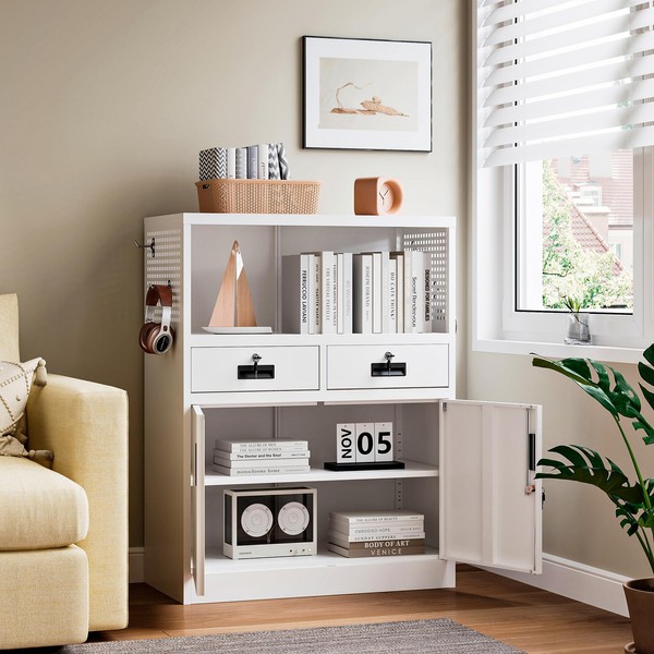 AFAIF Storage Cabinet with Drawers, 41.3" Steel Lockable Storage Cabinet