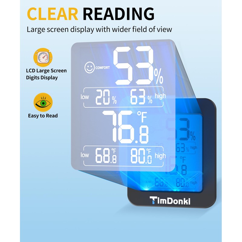 TimDonki Digital Hygrometer with Max and Min Records 10s Fast