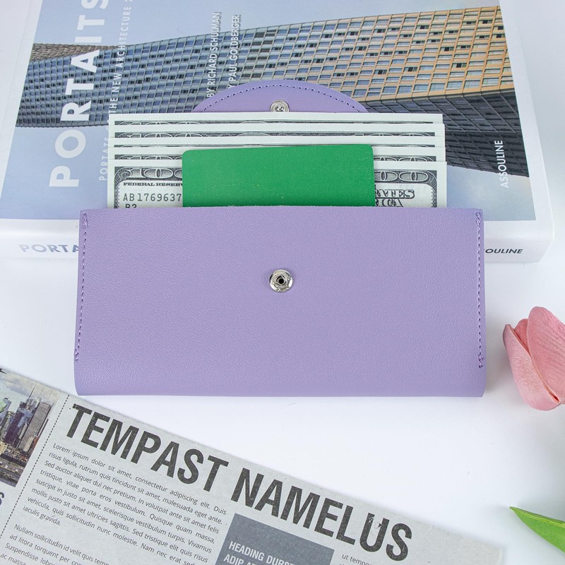 Purple 2-Layer Cash Envelope Wallet, Money & Credit Card Organizer