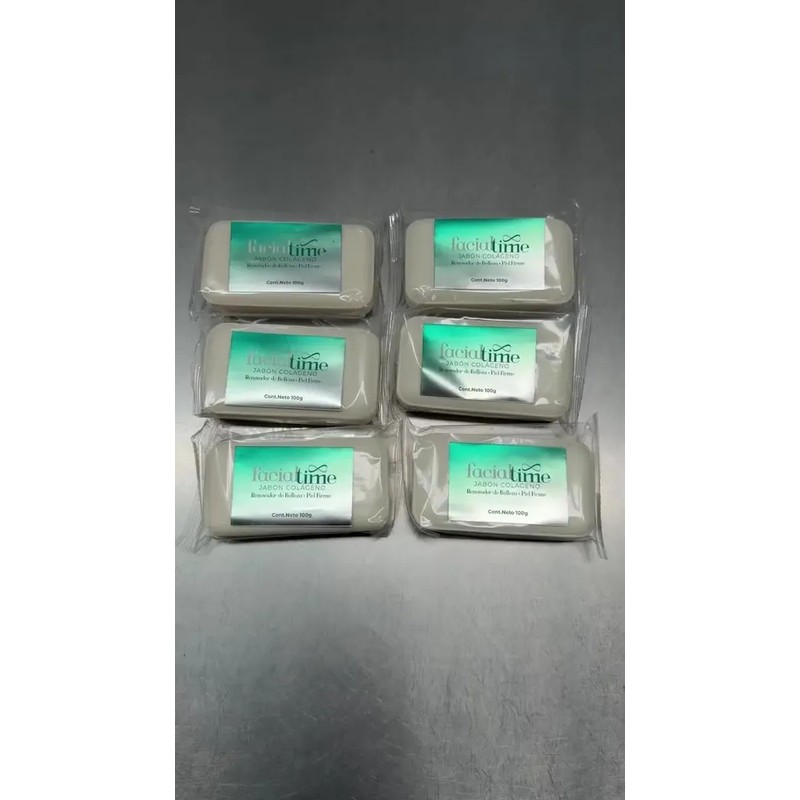 6 Piezas Jabón De Colágeno Hidrolizado Facial Time Rutina